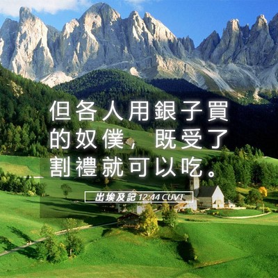 Picture 05 - 出 埃 及 記 12:44 CUVT - 但 各 人 用 銀 子 買 的 奴 僕 ， 既 - Bible Verse Picture