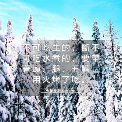 Picture 05 - 出 埃 及 記 12:9 CUVT - 不 可 吃 生 的 ， 斷 不 可 吃 水 煮 - Bible Verse Picture