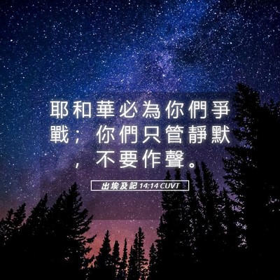 Picture 05 - 出 埃 及 記 14:14 CUVT - 耶 和 華 必 為 你 們 爭 戰 ； 你 們 - Bible Verse Picture