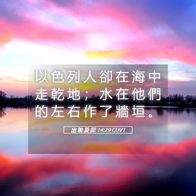 Picture 05 - 出 埃 及 記 14:29 CUVT - 以 色 列 人 卻 在 海 中 走 乾 地 ； - Bible Verse Picture