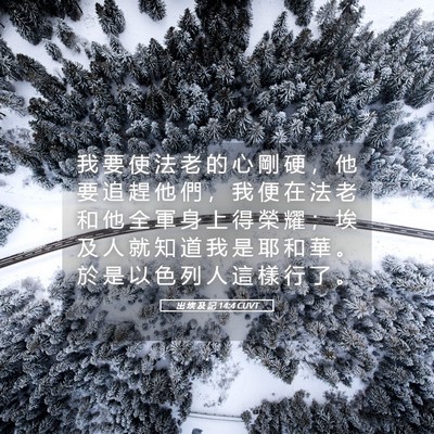 Picture 05 - 出 埃 及 記 14:4 CUVT - 我 要 使 法 老 的 心 剛 硬 ， 他 要 - Bible Verse Picture