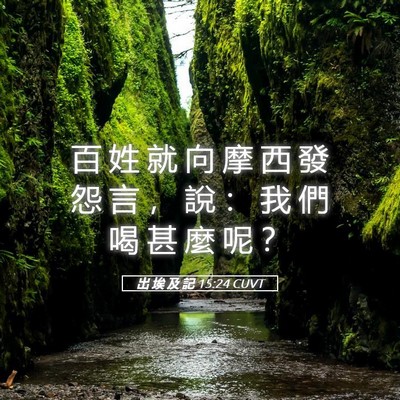 Picture 05 - 出 埃 及 記 15:24 CUVT - 百 姓 就 向 摩 西 發 怨 言 ， 說 ： - Bible Verse Picture