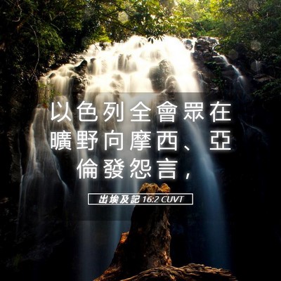 Picture 05 - 出 埃 及 記 16:2 CUVT - 以 色 列 全 會 眾 在 曠 野 向 摩 西 - Bible Verse Picture