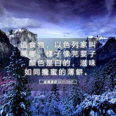 Picture 05 - 出 埃 及 記 16:31 CUVT - 這 食 物 ， 以 色 列 家 叫 嗎 哪 ； - Bible Verse Picture