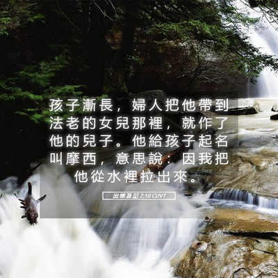 Picture 05 - 出 埃 及 記 2:10 CUVT - 孩 子 漸 長 ， 婦 人 把 他 帶 到 法 - Bible Verse Picture