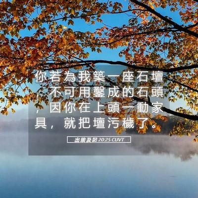 Picture 05 - 出 埃 及 記 20:25 CUVT - 你 若 為 我 築 一 座 石 壇 ， 不 可 - Bible Verse Picture