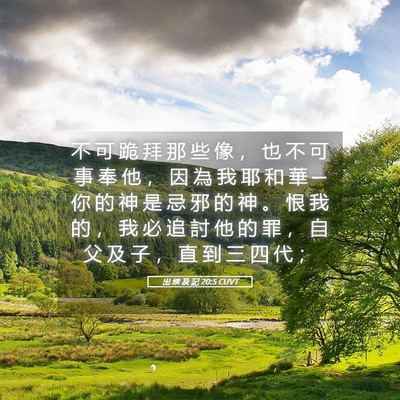 Picture 05 - 出 埃 及 記 20:5 CUVT - 不 可 跪 拜 那 些 像 ， 也 不 可 事 - Bible Verse Picture