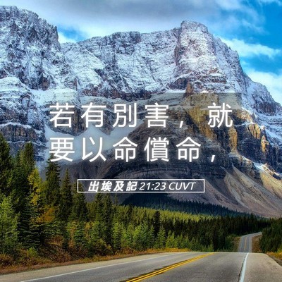 Picture 05 - 出 埃 及 記 21:23 CUVT - 若 有 別 害 ， 就 要 以 命 償 命 - Bible Verse Picture