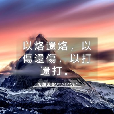 Picture 05 - 出 埃 及 記 21:25 CUVT - 以 烙 還 烙 ， 以 傷 還 傷 ， 以 打 - Bible Verse Picture