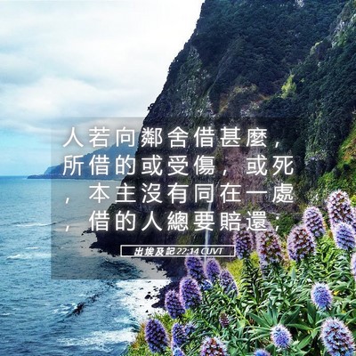 Picture 05 - 出 埃 及 記 22:14 CUVT - 人 若 向 鄰 舍 借 甚 麼 ， 所 借 的 - Bible Verse Picture