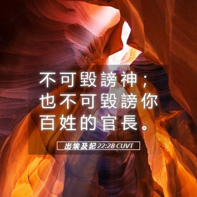 Picture 05 - 出 埃 及 記 22:28 CUVT - 不 可 毀 謗 神 ； 也 不 可 毀 謗 你 - Bible Verse Picture