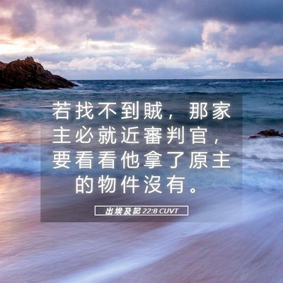 Picture 05 - 出 埃 及 記 22:8 CUVT - 若 找 不 到 賊 ， 那 家 主 必 就 近 - Bible Verse Picture
