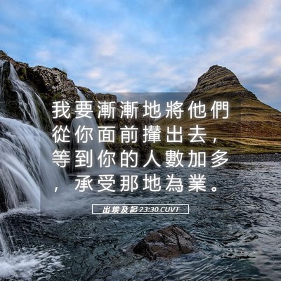 Picture 05 - 出 埃 及 記 23:30 CUVT - 我 要 漸 漸 地 將 他 們 從 你 面 前 - Bible Verse Picture