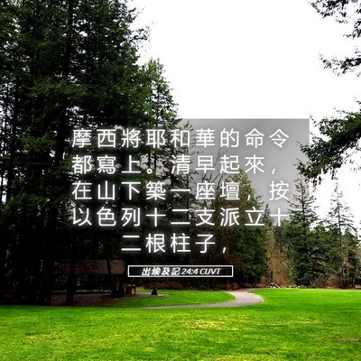 Picture 05 - 出 埃 及 記 24:4 CUVT - 摩 西 將 耶 和 華 的 命 令 都 寫 上 - Bible Verse Picture