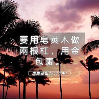 Picture 05 - 出 埃 及 記 25:13 CUVT - 要 用 皂 莢 木 做 兩 根 杠 ， 用 金 - Bible Verse Picture