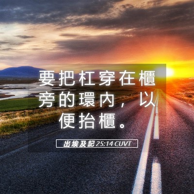 Picture 05 - 出 埃 及 記 25:14 CUVT - 要 把 杠 穿 在 櫃 旁 的 環 內 ， 以 - Bible Verse Picture