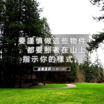 Picture 05 - 出 埃 及 記 25:40 CUVT - 要 謹 慎 做 這 些 物 件 ， 都 要 照 - Bible Verse Picture