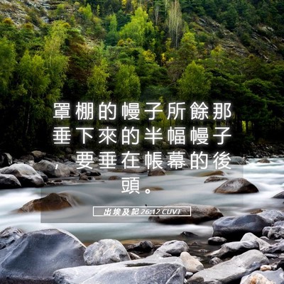 Picture 05 - 出 埃 及 記 26:12 CUVT - 罩 棚 的 幔 子 所 餘 那 垂 下 來 的 - Bible Verse Picture