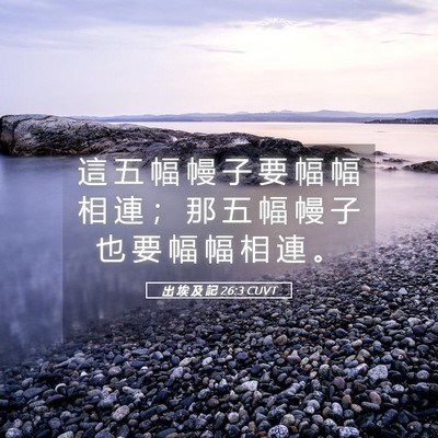 Picture 05 - 出 埃 及 記 26:3 CUVT - 這 五 幅 幔 子 要 幅 幅 相 連 ； 那 - Bible Verse Picture