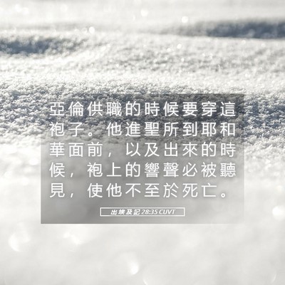 Picture 05 - 出 埃 及 記 28:35 CUVT - 亞 倫 供 職 的 時 候 要 穿 這 袍 子 - Bible Verse Picture
