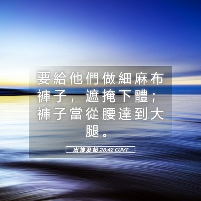 Picture 05 - 出 埃 及 記 28:42 CUVT - 要 給 他 們 做 細 麻 布 褲 子 ， 遮 - Bible Verse Picture