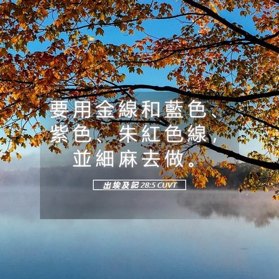 Picture 05 - 出 埃 及 記 28:5 CUVT - 要 用 金 線 和 藍 色 、 紫 色 、 朱 - Bible Verse Picture