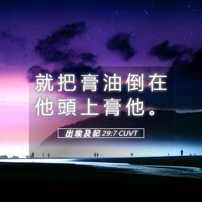 Picture 05 - 出 埃 及 記 29:7 CUVT - 就 把 膏 油 倒 在 他 頭 上 膏 他 - Bible Verse Picture
