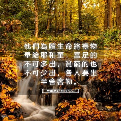 Picture 05 - 出 埃 及 記 30:15 CUVT - 他 們 為 贖 生 命 將 禮 物 奉 給 耶 - Bible Verse Picture