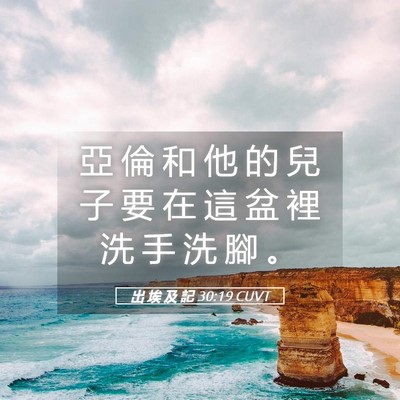 Picture 05 - 出 埃 及 記 30:19 CUVT - 亞 倫 和 他 的 兒 子 要 在 這 盆 裡 - Bible Verse Picture