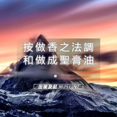 Picture 05 - 出 埃 及 記 30:25 CUVT - 按 做 香 之 法 調 和 做 成 聖 膏 油 - Bible Verse Picture