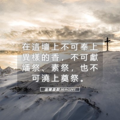 Picture 05 - 出 埃 及 記 30:9 CUVT - 在 這 壇 上 不 可 奉 上 異 樣 的 香 - Bible Verse Picture