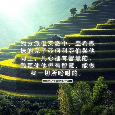 Picture 05 - 出 埃 及 記 31:6 CUVT - 我 分 派 但 支 派 中 、 亞 希 撒 抹 - Bible Verse Picture