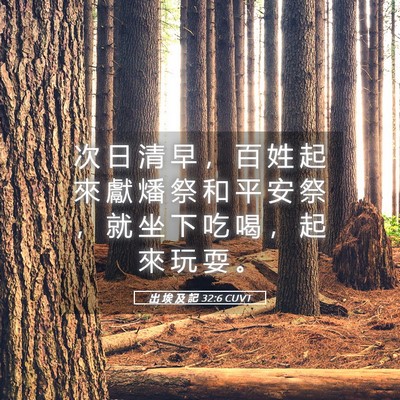 Picture 05 - 出 埃 及 記 32:6 CUVT - 次 日 清 早 ， 百 姓 起 來 獻 燔 祭 - Bible Verse Picture