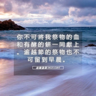 Picture 05 - 出 埃 及 記 34:25 CUVT - 你 不 可 將 我 祭 物 的 血 和 有 酵 - Bible Verse Picture