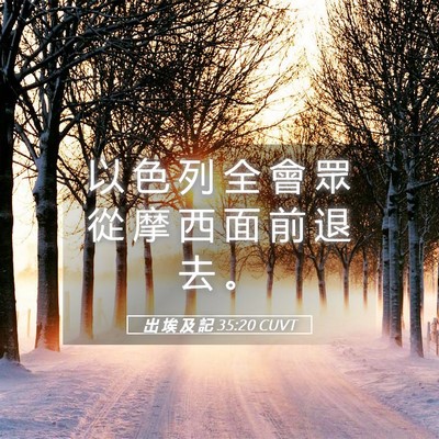 Picture 05 - 出 埃 及 記 35:20 CUVT - 以 色 列 全 會 眾 從 摩 西 面 前 退 - Bible Verse Picture