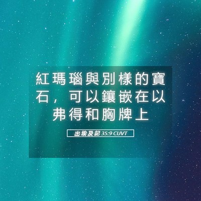 Picture 05 - 出 埃 及 記 35:9 CUVT - 紅 瑪 瑙 與 別 樣 的 寶 石 ， 可 以 - Bible Verse Picture
