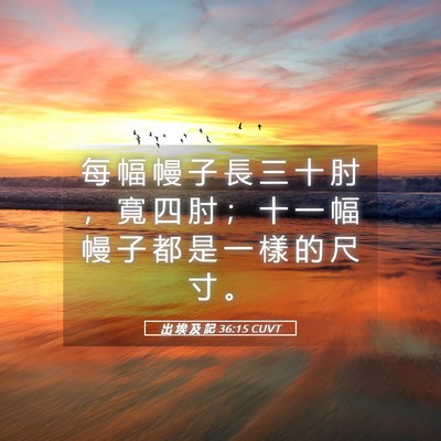 Picture 05 - 出 埃 及 記 36:15 CUVT - 每 幅 幔 子 長 三 十 肘 ， 寬 四 肘 - Bible Verse Picture