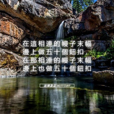 Picture 05 - 出 埃 及 記 36:17 CUVT - 在 這 相 連 的 幔 子 末 幅 邊 上 做 - Bible Verse Picture
