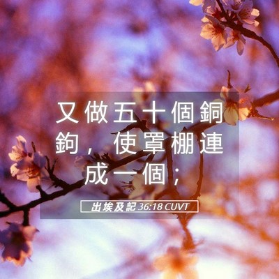 Picture 05 - 出 埃 及 記 36:18 CUVT - 又 做 五 十 個 銅 鉤 ， 使 罩 棚 連 - Bible Verse Picture