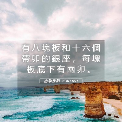 Picture 05 - 出 埃 及 記 36:30 CUVT - 有 八 塊 板 和 十 六 個 帶 卯 的 銀 - Bible Verse Picture
