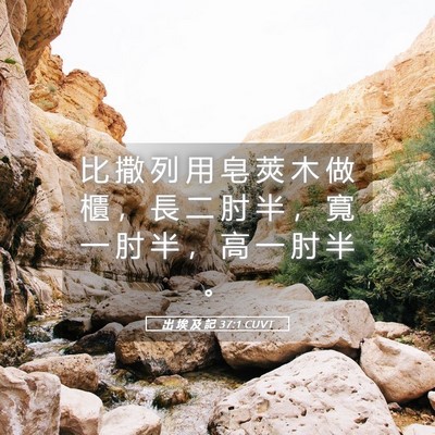 Picture 05 - 出 埃 及 記 37:1 CUVT - 比 撒 列 用 皂 莢 木 做 櫃 ， 長 二 - Bible Verse Picture