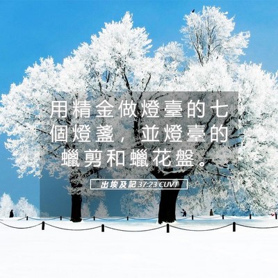 Picture 05 - 出 埃 及 記 37:23 CUVT - 用 精 金 做 燈 臺 的 七 個 燈 盞 ， - Bible Verse Picture