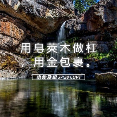 Picture 05 - 出 埃 及 記 37:28 CUVT - 用 皂 莢 木 做 杠 ， 用 金 包 裹 - Bible Verse Picture