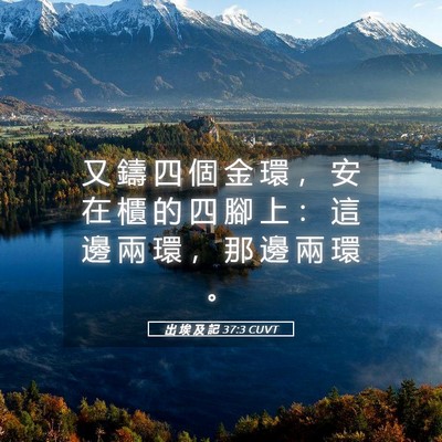 Picture 05 - 出 埃 及 記 37:3 CUVT - 又 鑄 四 個 金 環 ， 安 在 櫃 的 四 - Bible Verse Picture