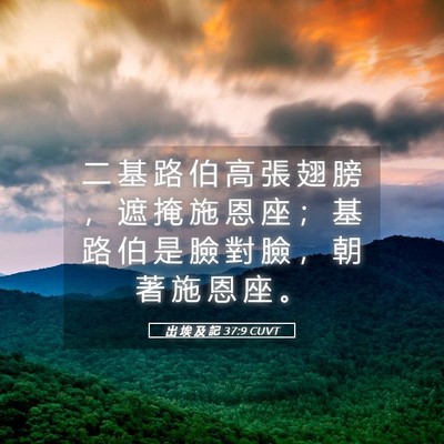 Picture 05 - 出 埃 及 記 37:9 CUVT - 二 基 路 伯 高 張 翅 膀 ， 遮 掩 施 - Bible Verse Picture