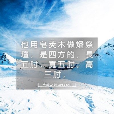 Picture 05 - 出 埃 及 記 38:1 CUVT - 他 用 皂 莢 木 做 燔 祭 壇 ， 是 四 - Bible Verse Picture