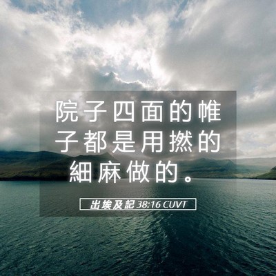 Picture 05 - 出 埃 及 記 38:16 CUVT - 院 子 四 面 的 帷 子 都 是 用 撚 的 - Bible Verse Picture