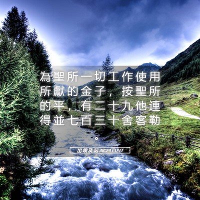 Picture 05 - 出 埃 及 記 38:24 CUVT - 為 聖 所 一 切 工 作 使 用 所 獻 的 - Bible Verse Picture