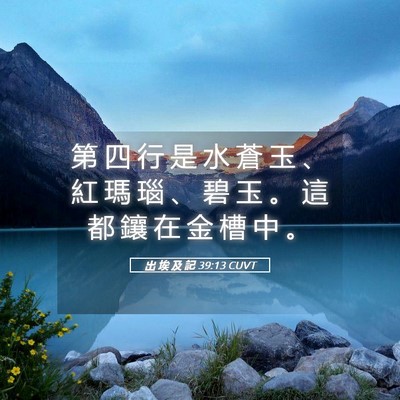 Picture 05 - 出 埃 及 記 39:13 CUVT - 第 四 行 是 水 蒼 玉 、 紅 瑪 瑙 、 - Bible Verse Picture