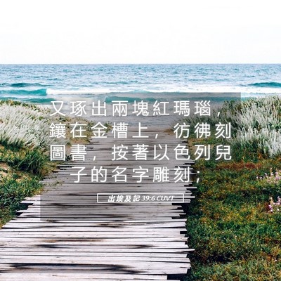 Picture 05 - 出 埃 及 記 39:6 CUVT - 又 琢 出 兩 塊 紅 瑪 瑙 ， 鑲 在 金 - Bible Verse Picture